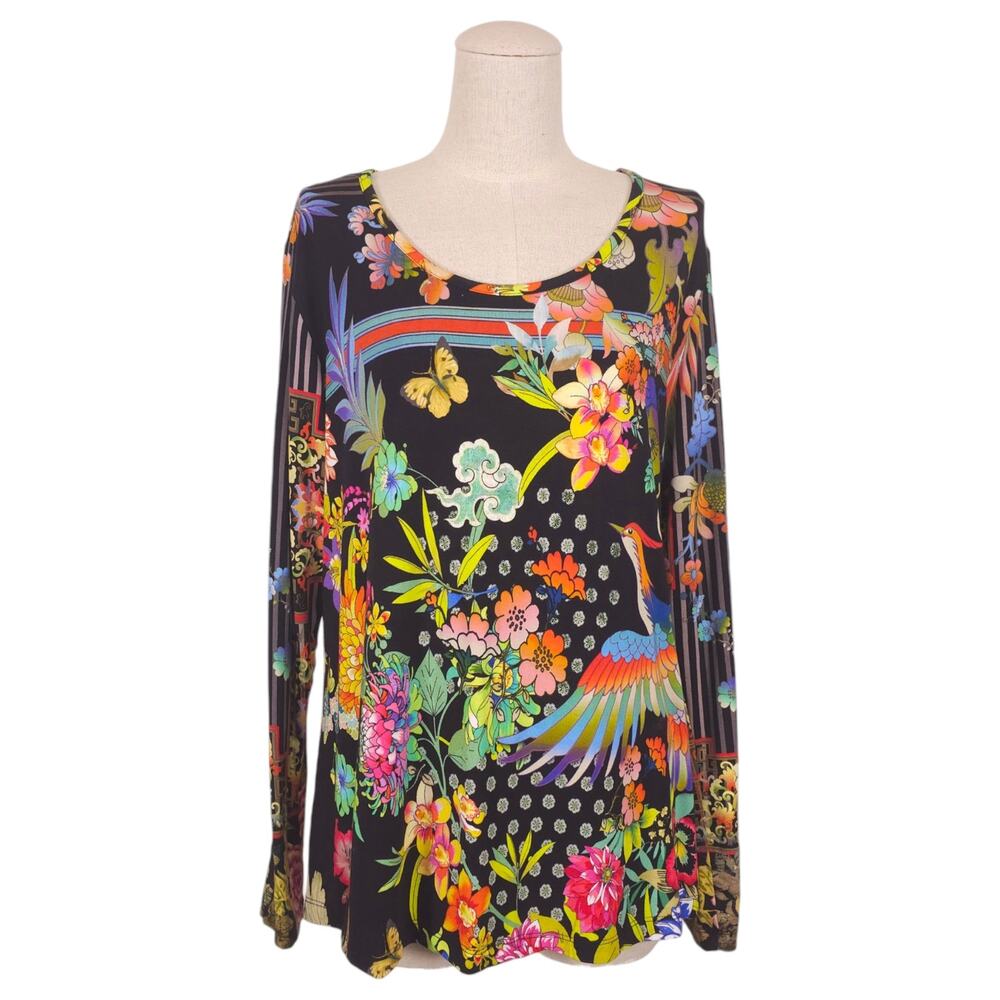 Johnny Was Dreamer Favorite Long Sleeve Swing Tee Sz Medium
